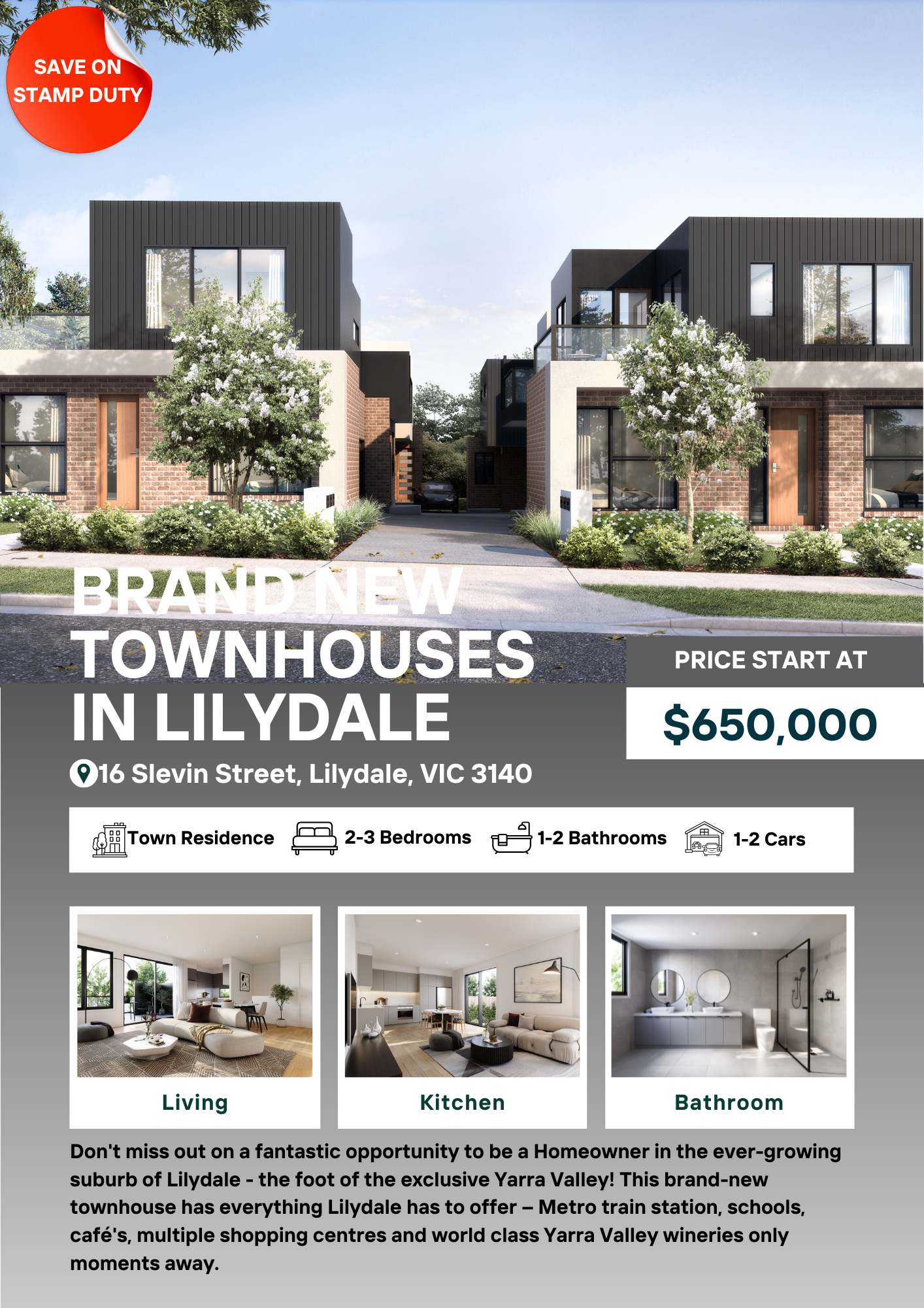 Lilydale brand new townhouses flyer